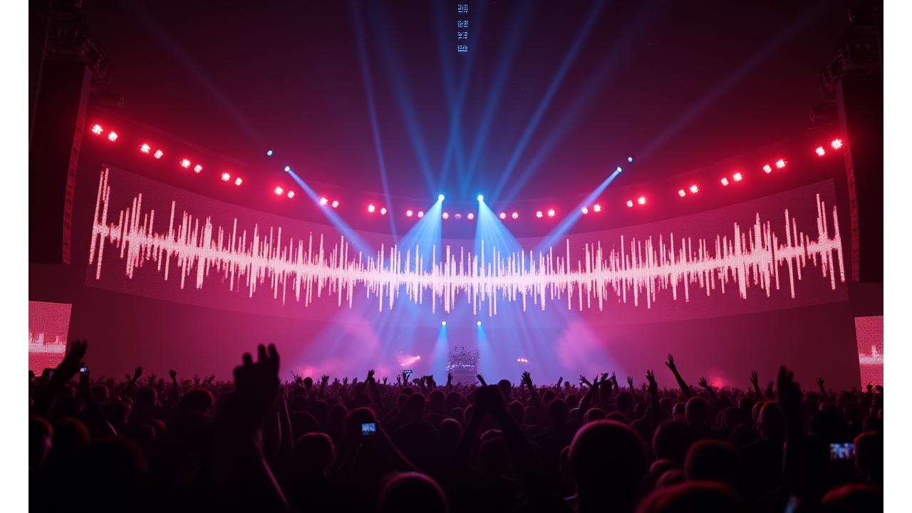 Intricate LED stage design with synchronized visual effects captivating a large audience