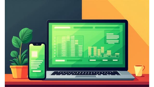 Digital marketing analytics on a laptop screen with music visualization