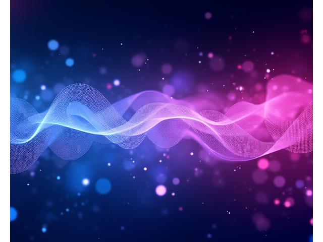 Visual representation of different electronic music genres blending together, like abstract sound waves of techno, house, and trance