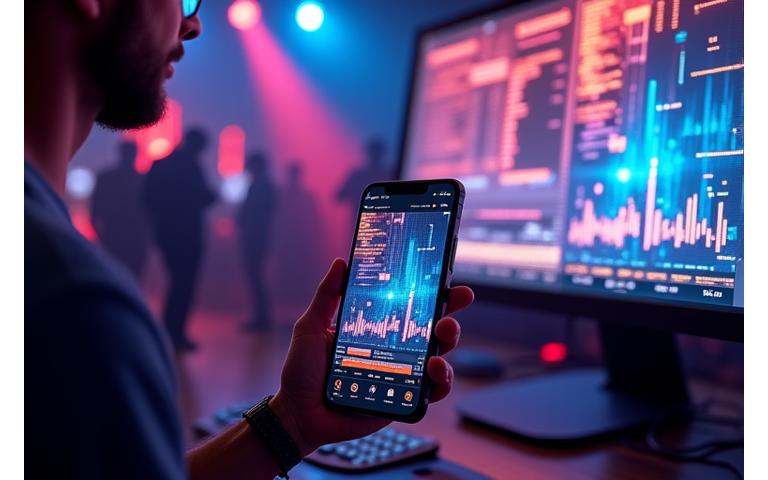 Mobile devices displaying the Sonic Bloom Events ticketing app and dashboard interface for event organizers by Sonic Bloom Events in Los Angeles